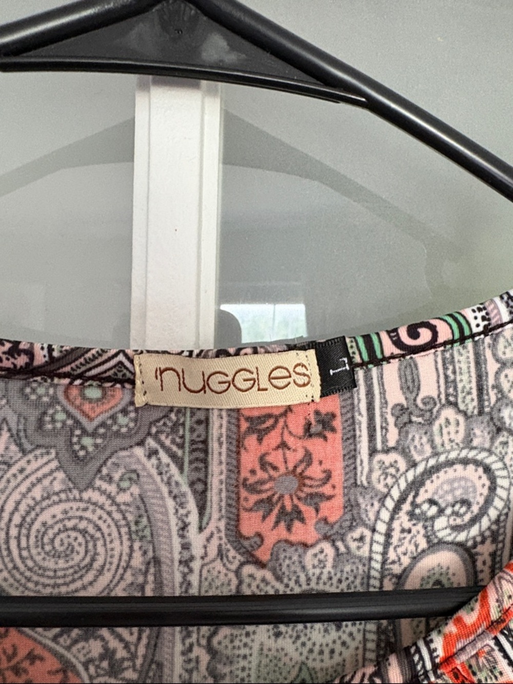 Nuggles Paisley Ruffle Tunic Top in Coral, Green & Gray - Picture 2 of 7